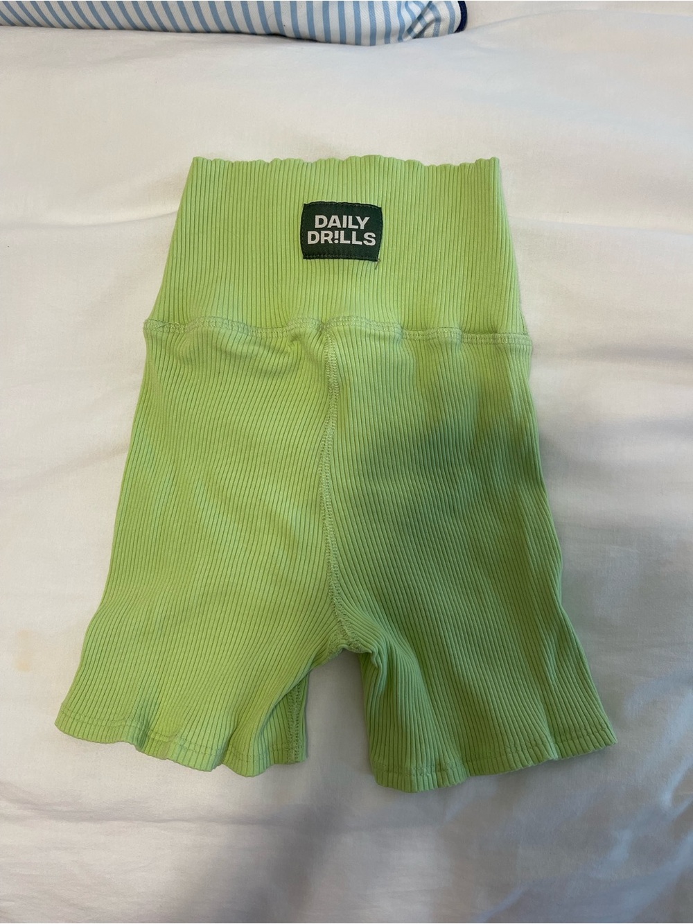 Daily Drills Lime Ribbed High-Waist Bike Shorts